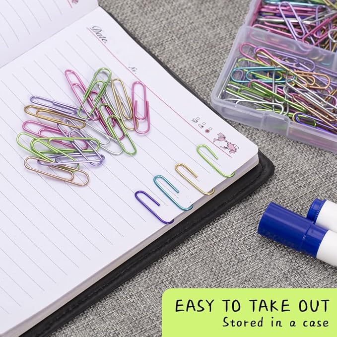 Paper Clips, 240pcs Medium Size Colored, PaperClips Assorted Colors, Paper Clips for Paperwork Office School and Personal Use