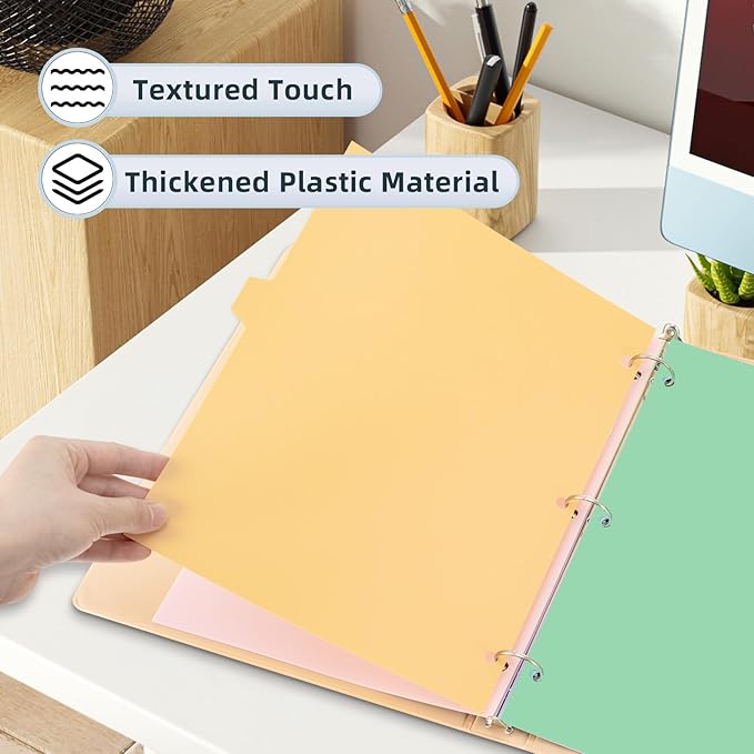 5 Tab Dividers for 3 Ring Binders, Binder Dividers with Tabs for 8.5 x 11'' Letter Size Papers, Ideal for Student Teacher, Morandi Color 3 Sets