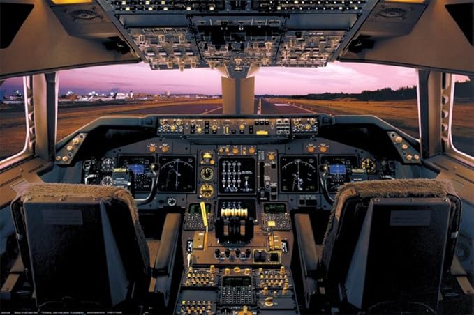 Boeing 747-400 Flight Deck Poster 36 x 24in