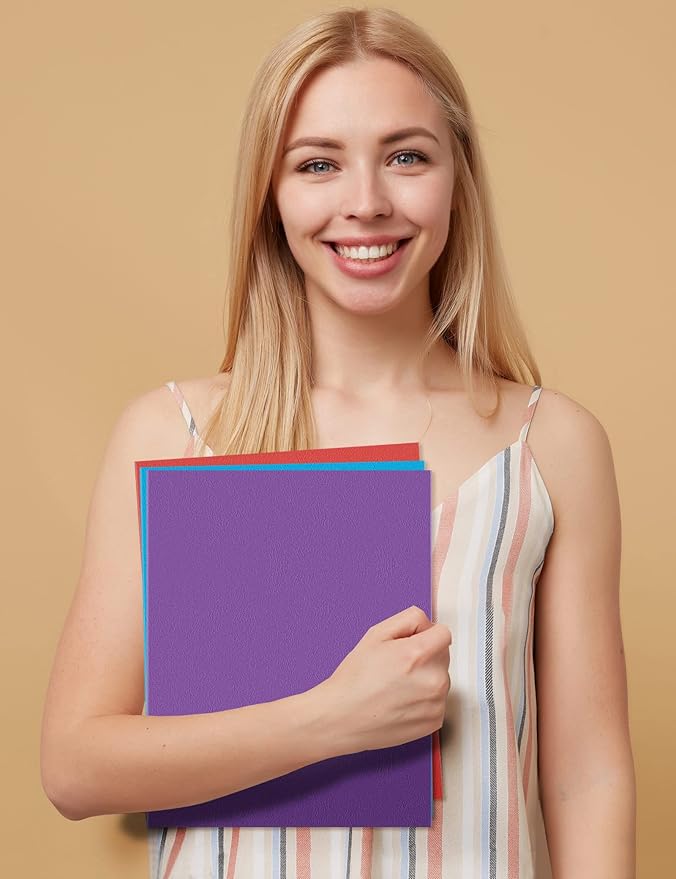 SUNEE Folders with Pockets(25 Pack, Assorted Colors), 2 Pocket Folders Fit Letter Size Paper, Paper File Folder for School Office Home Business