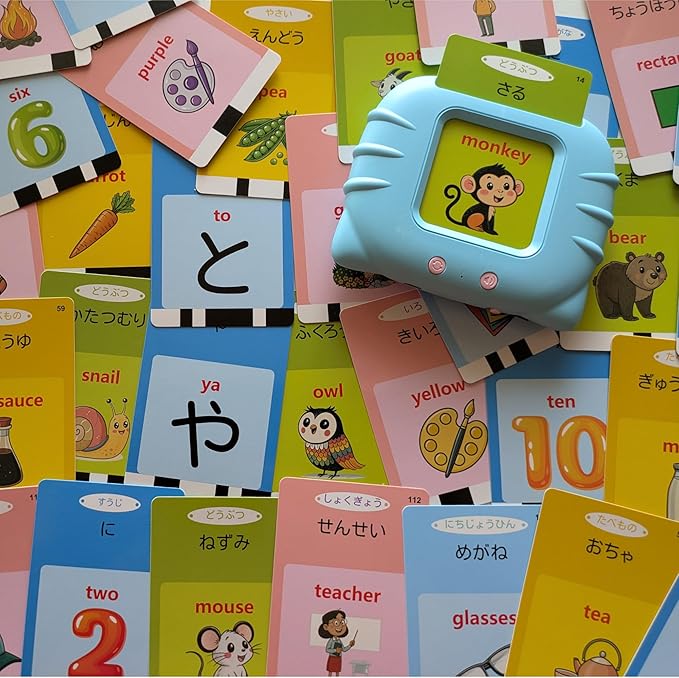 Japanese Talking Flashcards for Kids & Adults - Hiragana Alphabet, Animals, Numbers, Colors, Foods, Family, Nature & More - 112 Double-Sided Cards, Native Speaker - Tot Dojo