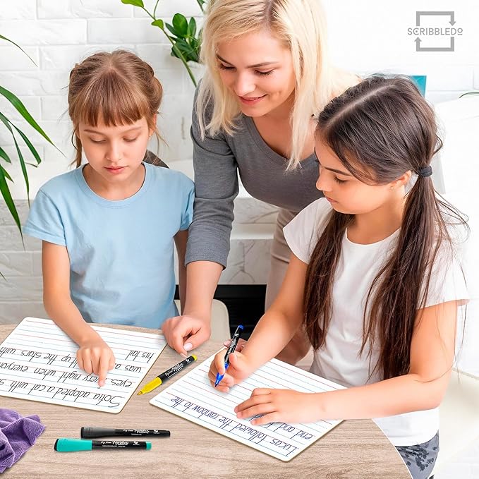 2 Pack Double Sided Whiteboard Lined Dry Erase Board for Kids Ruled Writing Board Handwriting Practice for Kids Small White Board 9x12 Dry Erase Board Lines Education Teacher Supplies