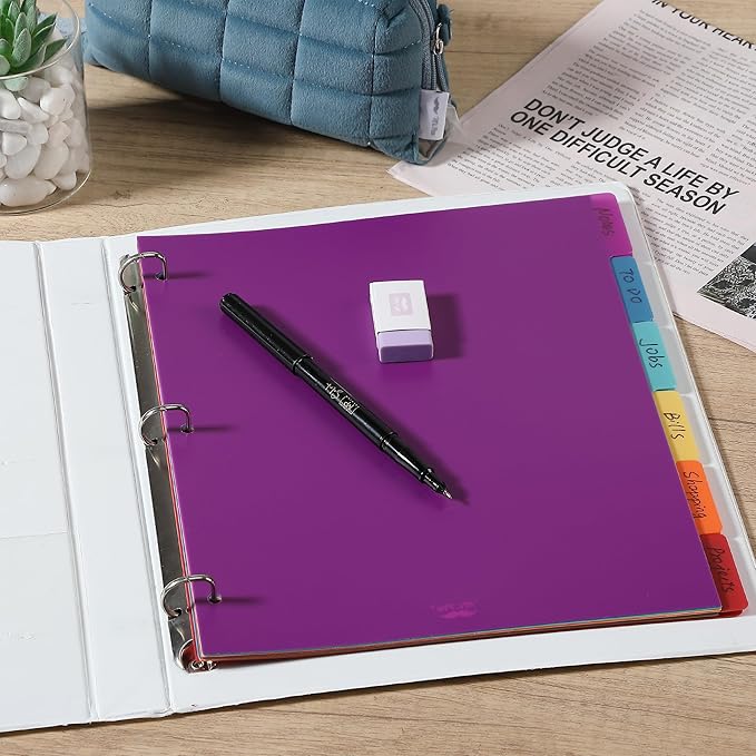 Mr. Pen Binder Dividers, 2 Sets of 6 Tab Dividers (12 Total), Plastic for 3 Ring Binder
