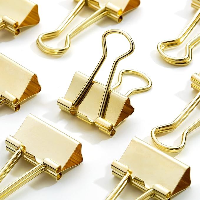 Mr. Pen- Small Binder Clips, 50 pcs, 0.75", Small Size, Gold Metal Binder Paper Clips, Paper Clamps for Office Supplies, Home, School, Business, Document Organizing