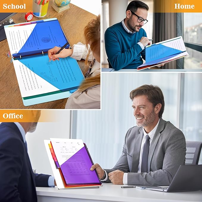 8-Tab Dividers for 3 Ring Binder, 24 Count Binder Dividers with Pockets, Subject Dividers, 3-Hole Plastics Sheets Protectors for US Letter Size in 0.5", 1",2" Binders, Vibrant 8 Color, 3 Packs