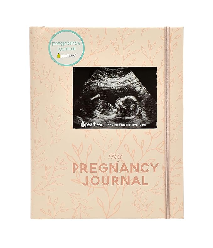 Pearhead Little Bundle of Joy Pregnancy Journal, Keepsake Pregnancy Memory Book with Sonogram Photo, First Through Third Trimester Pregnancy Milestone Tracker, Blush Leaf