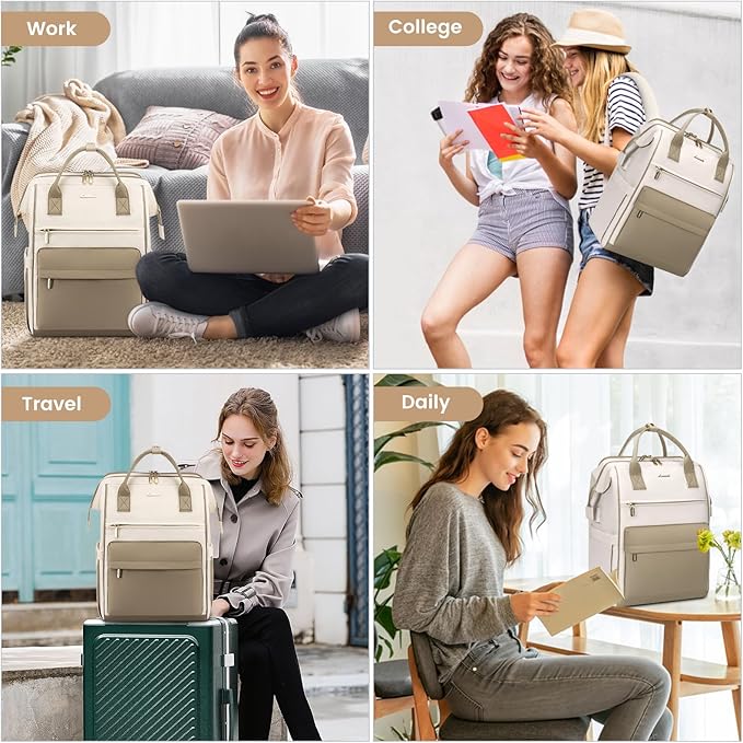 LOVEVOOK Laptop Backpack for Women, 17 Inch Work Teacher Nurse Bag with Laptop Compartment, Large Capacity Business Computer Backpack Purse with USB Port, Stylish Casual Daypack for Travel