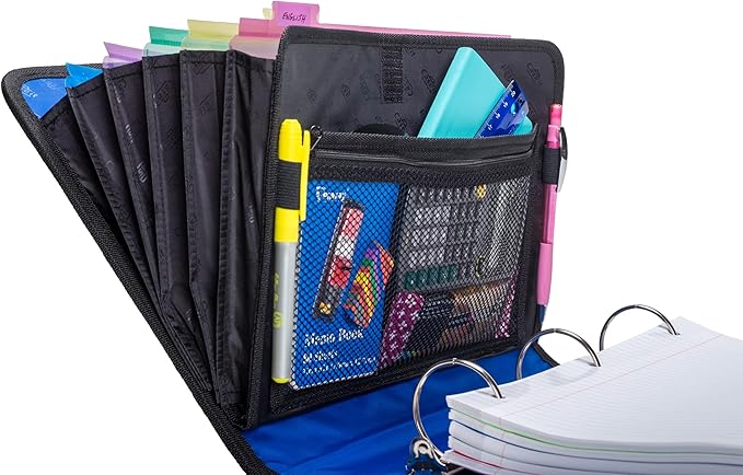 Case-It Open Tab Velcro Closure 2-Inch Binder, 5-Color Tabbed Expanding File, S-826-A Midnight Blue, 4 Pack