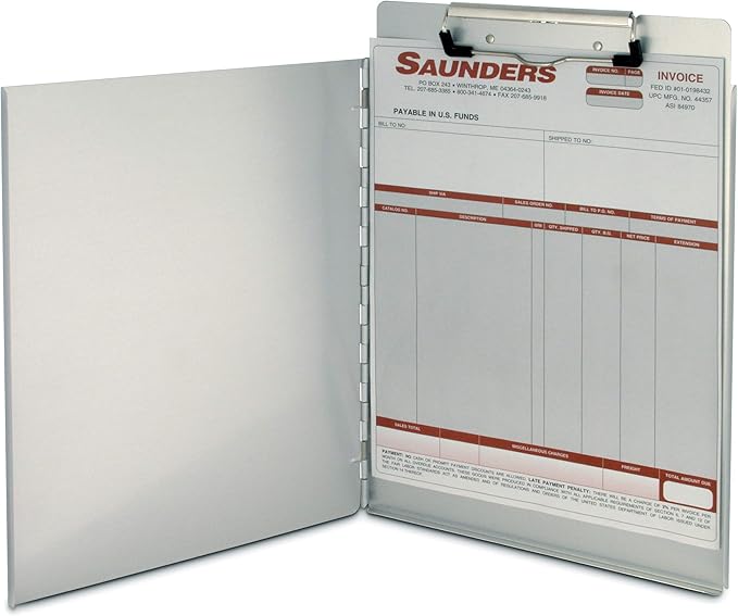Saunders Recycled Aluminum Portfolio Clipboard – Letter Size File Holder with Privacy Cover. School Supplies