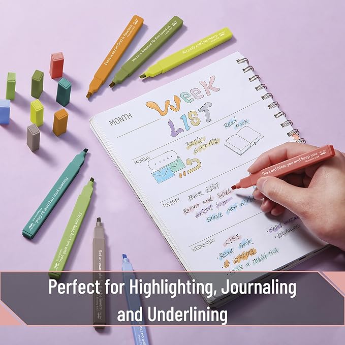 Mr. Pen- Bible Highlighters with Bible Verses, 8 Pack, Assorted Colors, Aesthetic Highlighters, Markers No Bleed Through
