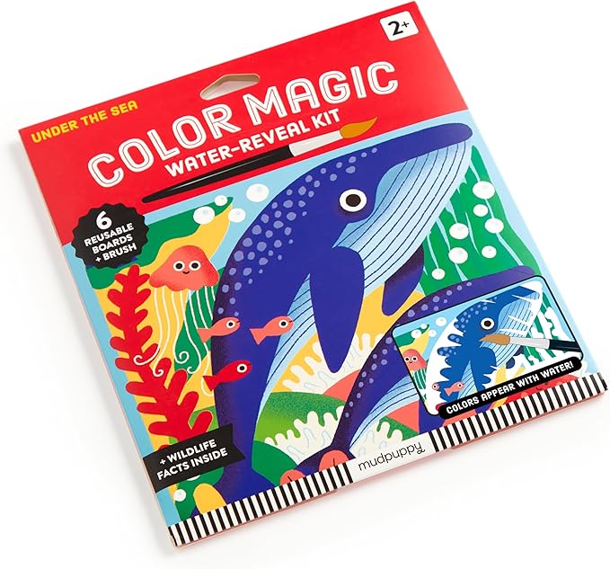 Mudpuppy Under The Sea – Color Magic Water Reveal Kit with Illustrations of Ocean Creatures for Children Ages 2 and Up