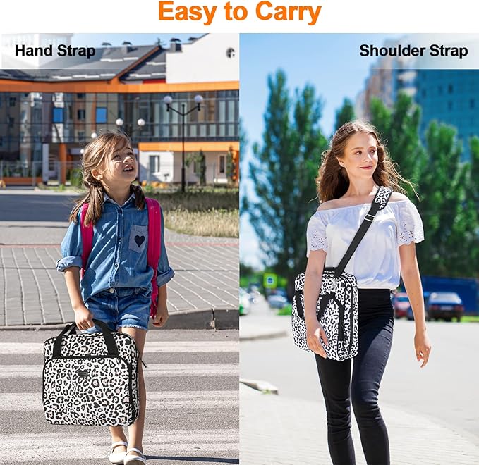 3 Ring Zipper Binder 2 Inch with Shoulder Strap 500 Sheet Capacity & Multi-Pockets for School and Office Binder Organizer, Compatible with 13-Inch MacBook/Tablet (Patent Design Leopard)