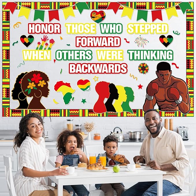party greeting Black History Month Bulletin Board Set Black History Classroom Decoration African American Inspirational Quotes Paper Cutouts for School Classroom Home Chalkboard Wall Decor Supplies