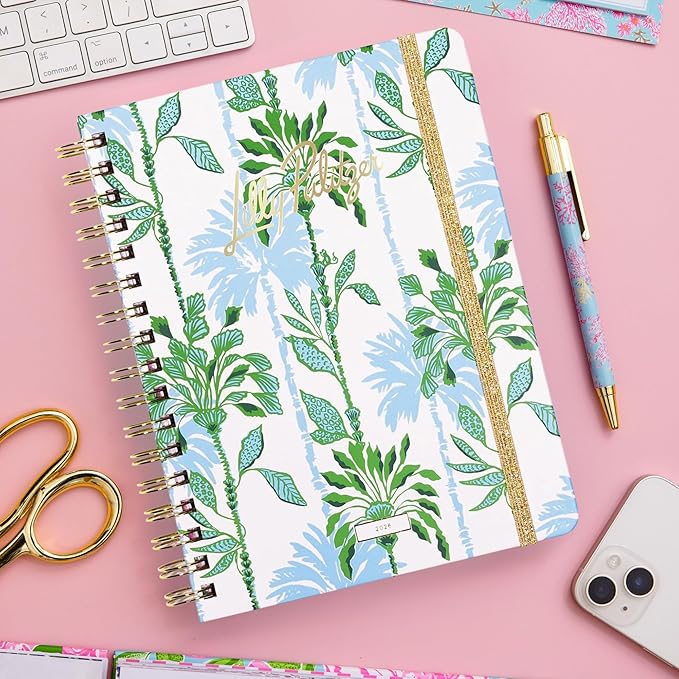 Lilly Pulitzer Large Monthly Planner January 2026 - December 2026, Monthly Agenda & Calendar, Stickers, Pockets, & Spiral Binding (Swayin in the Breeze)