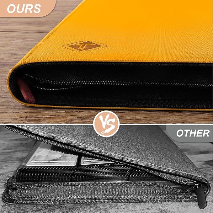 Trading Card Binder, Card Binder Album Folder Book Fit for MTG Baseball Football Sports Cards, Easy to Use Card Collection Binder (Yellow, 432 Pockets)