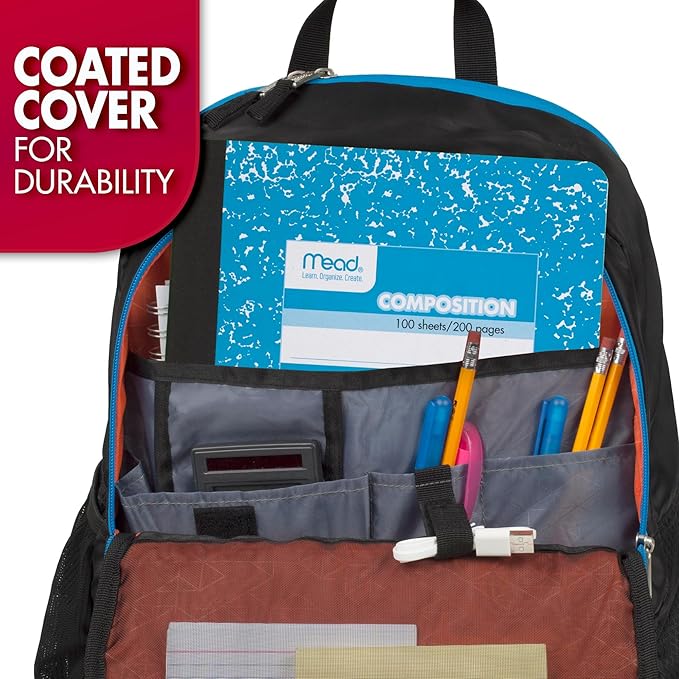 Mead Composition Notebook, Wide Ruled Paper, 7-1/2" x 9-3/4", 100 Sheets, Black Marble (09910)