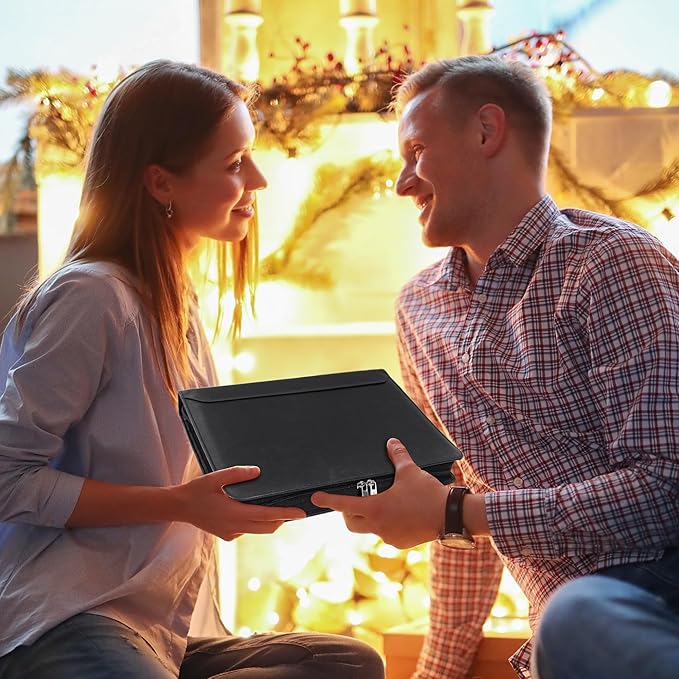 AZXCG Zipper Portfolio Padfolio Binder,3-Ring Padfolio for Women and Men,A4/Letter Size, PU Leather with iPad,Professional Organizer for Resume/Interview