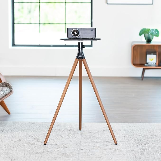 VIVO Easel Studio Projector Stand with Full Tray Articulation, Tripod Base, Dark Walnut, STAND-VP02D