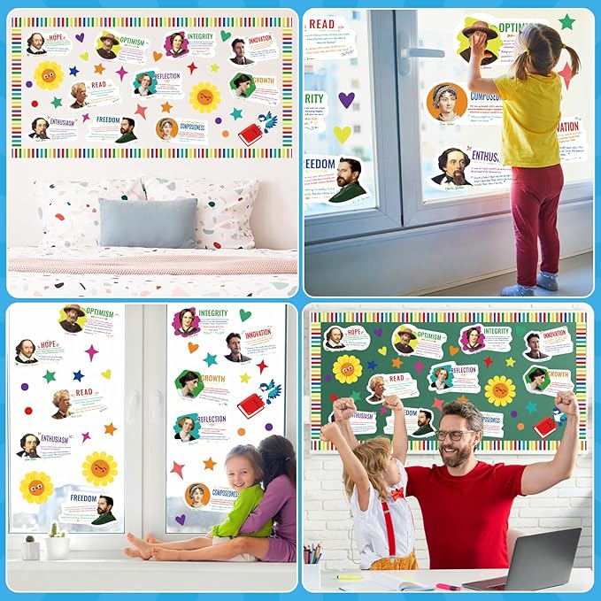gisgfim Author Literature Bulletin Board Decoration Set English Literature Author Cutouts Motivational Classroom Decor Supplies for Teacher Elementary Middle High School Home Wall(Author)