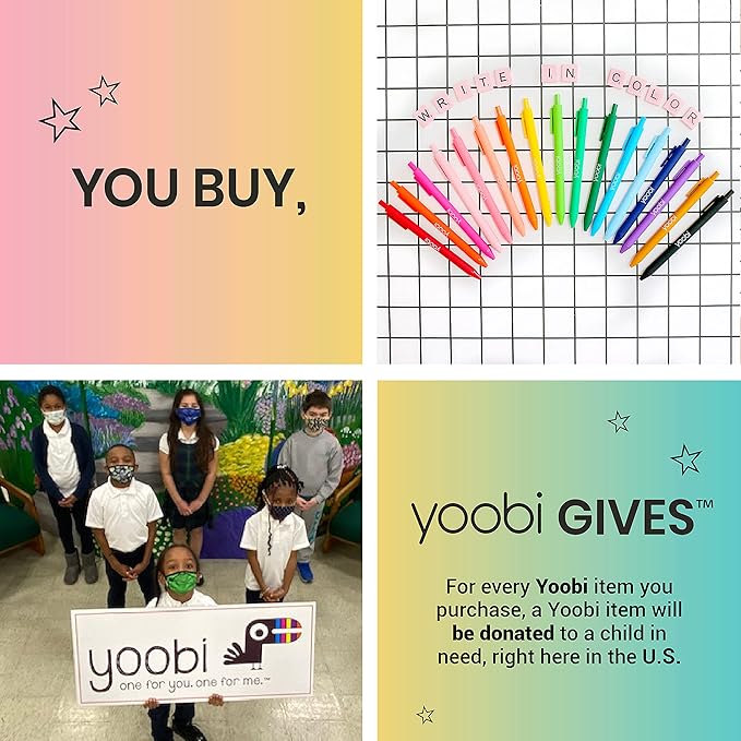Yoobi 3 Ring Coral Ombre Binder - 1 Inch Binder with Round D Rings and 2 Pockets, Durable, PVC-Free Organizer with 220 Sheets Capacity, FSC Certified Packaging and Paper