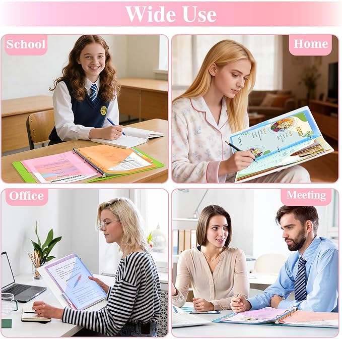 8-Tab Dividers for 3 Ring Binder, 96 Count Binder Dividers with Pockets, Subject Dividers, 3-Hole Plastics Sheets Protectors for US Letter Size in 0.5", 1",2" Binders, 8 Pastel Colors, 12 Packs