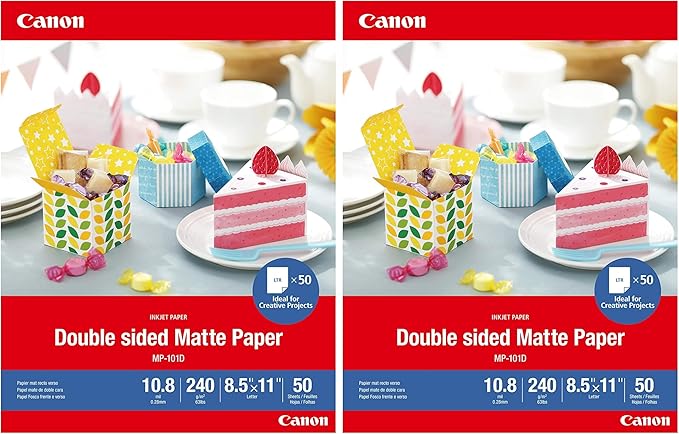 Canon Double Sided Matte Photo Paper (8.5"X 11")- Perfect for Creative Projects and Crafts (Pack of 2)