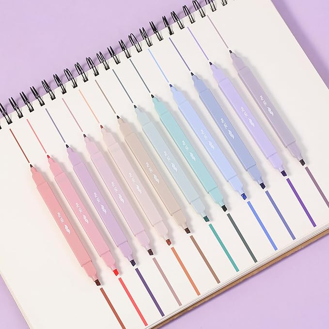 Mr. Pen- Dual Tip Aesthetic Highlighters, 12 Pack, Chisel & Fine Tips, Joyful Earth, Cute Highlighters Assorted Colors