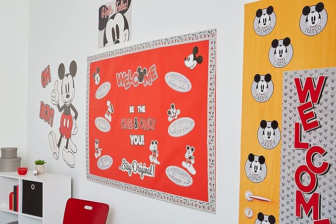 Eureka Disney Retro Mickey Mouse Welcome Vertical Classroom Banner for Teachers, 12" x 45"