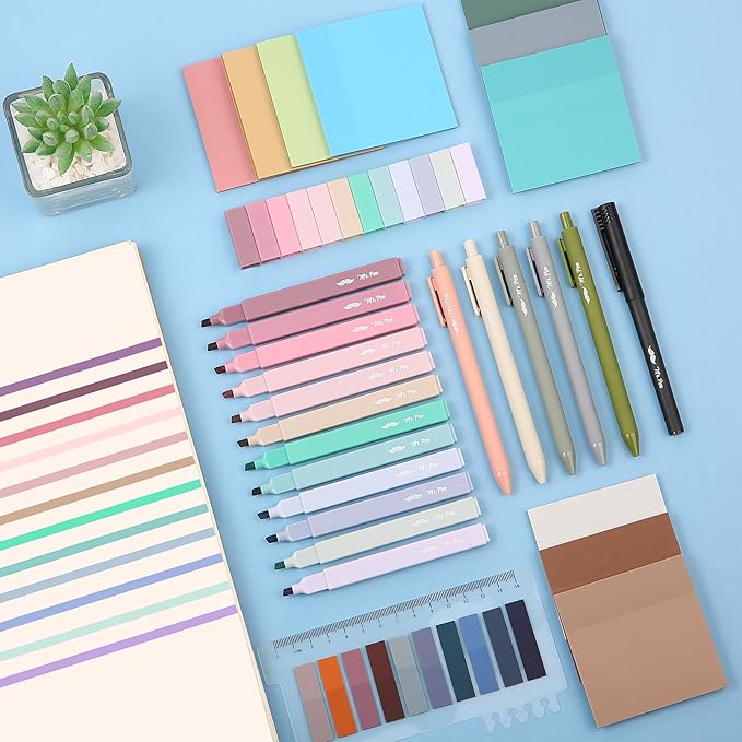 Mr. Pen- Aesthetic Book Annotation Kit, 38 pcs, Aesthetic Highlighters and Gel Pens, Transparent Sticky Notes, Transparent Sticky Tabs for Books, No Bleed Highlighters for Bible Pages No Bleed