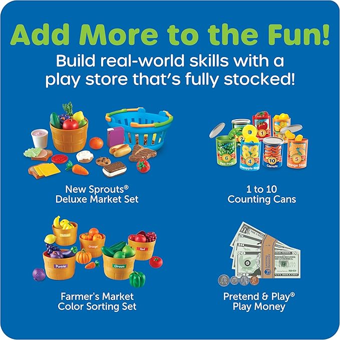 Learning Resources Pretend & Play Teaching Cash Register - Math Games, Shopping Grocery Store Playset, Fine Motor Skills, Gifts For Boys and Girls