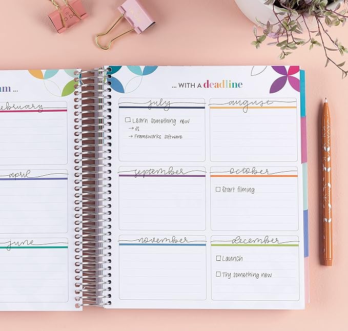Erin Condren Platinum Coil Spiral Bound 12 Month Life Planner Wildflowers Classic Cover All-in-One Weekly Monthly Calendar & Journal w Lined Notes & Goal-Setting Pages. 80 Lb. Thick Mohawk Paper -