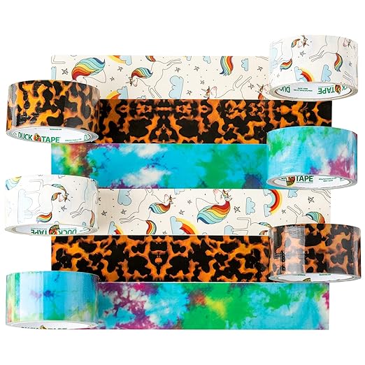 Duck Tape Pattern Colours Whimsical Unicorns. Arts & Crafts, DIY, Crafts, Gift Wrapping, Decorative, Scrapbook, Scrapbooking, Bullet Journal, Planner, Party, Festivals, Decoration - 48mm x 9.1m