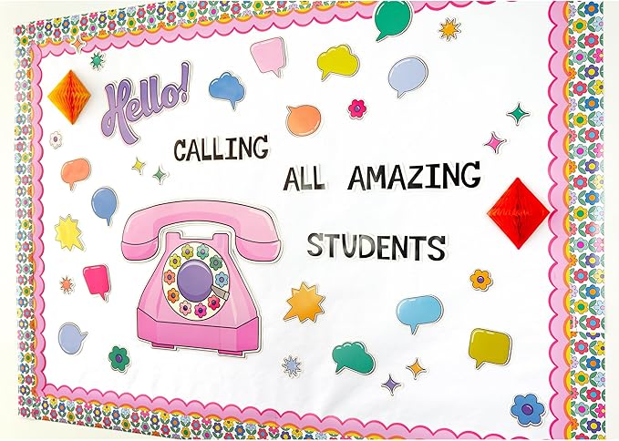 Carson Dellosa Retro Remix 71PC Welcome Bulletin Board Set, Inspirational Wall Art for Back to School Decorations, Chalkboard, and Classroom Decor, Groovy Teacher Supplies