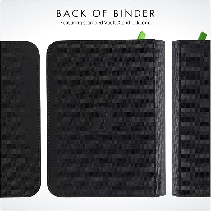 Vault X 4 Pocket Trading Card Zip Binder, 160 Cards, Premium Exo-Tec Album Material, 20 Side-Loading Pages, Folder for Collectible Games, Sports, TCG (Black)