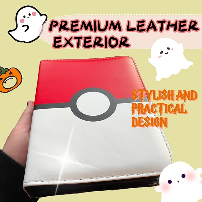 4-Pocket Trading Card Binder Holds 400 Cards - Includes 50 Removable Sleeves, Portable Zippered Card Album, Protective Game Card Storage Case for Collectors (4 pockets 400)