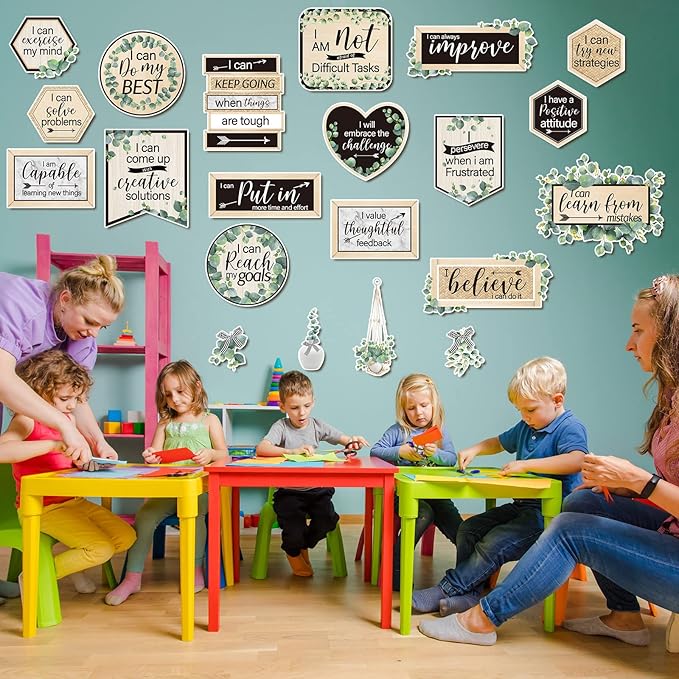 26 Pieces Growth Mindset Posters Bulletin Board Grow Your Mindset Positive Sayings Accents Set for Middle and High School Classroom or Home Decorations, Teachers and Students Bedroom Playroom Decor