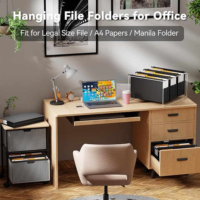 Ansook Extra Capacity Hanging File Folders Legal Size,Heavy Duty 4" Expansion, File Cabinet Folders with 1/5 Tabs,6 Pack Expandable File Folder Organizer,Hang Folder for File Frame & File Box