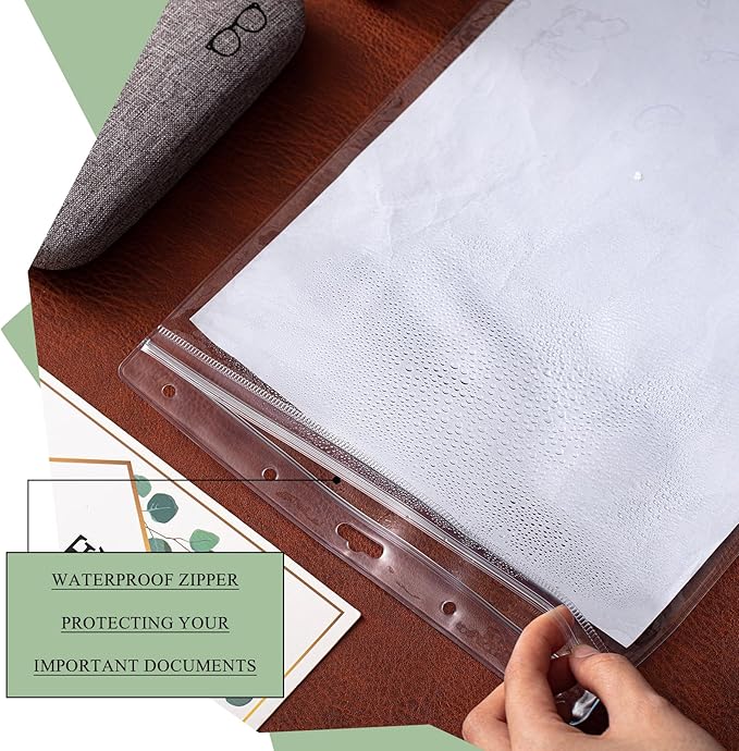 10 Pcs Heavy Duty Sheet Protector 8.5 x 11 Inch Job Ticket Holder Waterproof Resealable Zip Page Wall Sign Holder Clear Dry Erase Document Sleeve Magazine Protector Vertical(13.2 x 8.75 Inch)