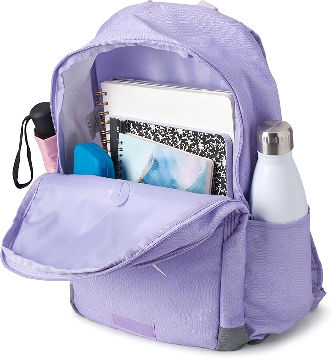 Reebok Girls and Boys Backpack - 2-in-1 Coordinated School Backpack for Girls and Boys with Detachable Lunch Box for Kids, Lavender