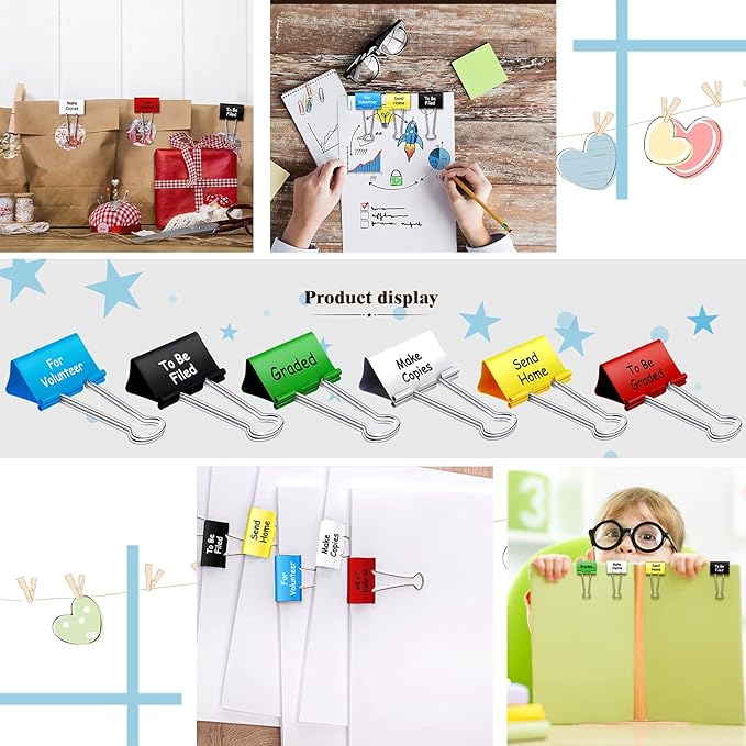 Tenare 6 Pieces Teacher Essentials Large Binder Clips 2 Inches Teacher Binder Paper Clips Office Back to School Gifts Classroom Supplies Management Supplies(Things to Do)