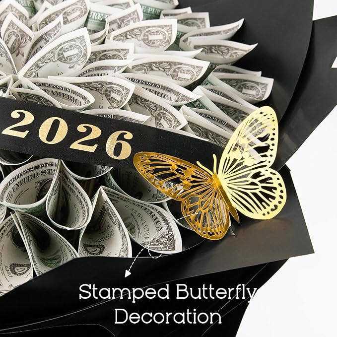 DataMoon 2026 Graduation Gifts for Her Him, DIY Money Bouquet Kit Class of 2026 Middle High School College Graduation Gifts Ideas for Women Daughter Son
