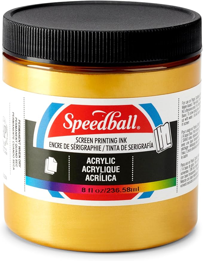 Speedball 004628 Acrylic Screen Printing Ink, 8 fl. oz., Gold