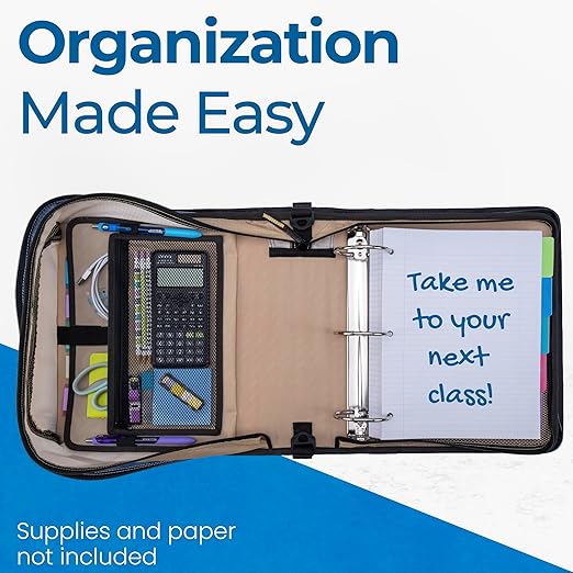 Case-it Mighty Zip Tab School Zipper Binder | 3-Inch O-Rings, 600-Sheet Capacity, 5-Subject Expanding File Folder, Multiple Pockets & Storage Organizer, Shoulder Strap | D-146 OG Camo