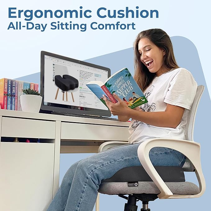 5 STARS UNITED Seat Cushion for Tailbone Pain Relief ā Memory Foam Cushion for Coccyx, Hip, Hemorrhoid, Sciatica & Post-Surgery Recovery ā Wheelchair, Car, Desk, Gaming & Office Chairs, D Gray
