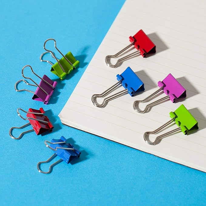 Mr. Pen- Binder Clips, 100 pcs, 0.75", Small Size, Colored Binder Paper Clips, Bulk Paper Clamps for Office Supplies, Home, School, Business, Document Organizing