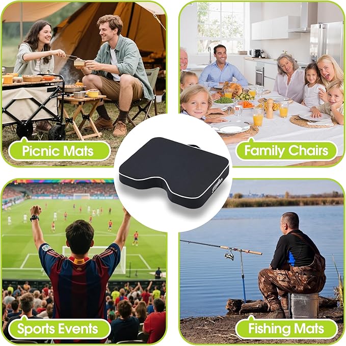 Stadium Cushion with Dual-Layer Foam (30D Support + 40D Memory), High Elasticity & Breathable, Waterproof Thick Bleacher Pad for Long Games, Portable for Outdoor Indoor Seating