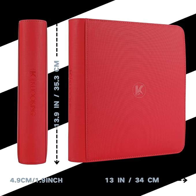 1200+ Pockets Trading Card Binder, 12-Pocket Card Ablum Compatible with lorcana,MTG,Sports Cards & Other Standard Size Trading Card (RED)