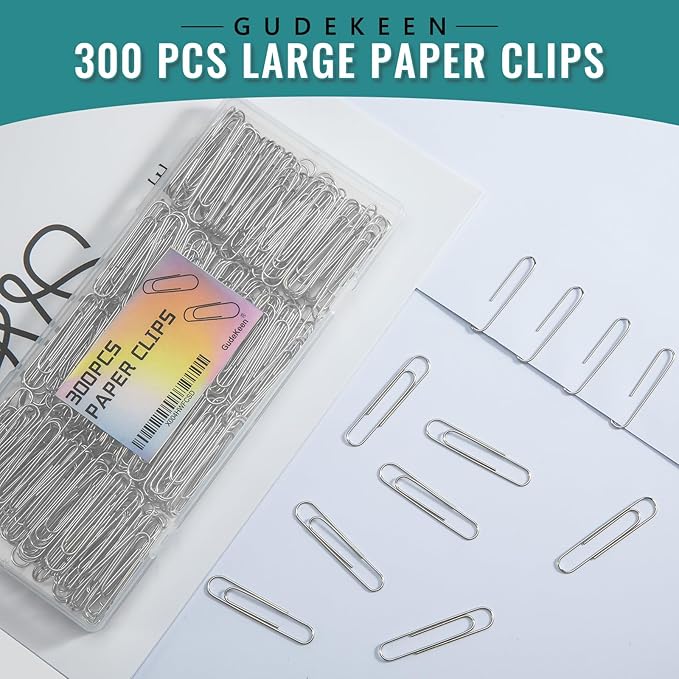 300 Pcs Large Paper Clips, 2 Inch Jumbo Paperclip, Stainless Steel Paper Clips Large, Silver Paperclips for Home, School, Office Supplies