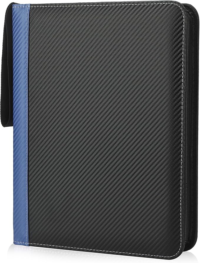 9 Pockets Trading Card Binder with Sleeves Card Organizer, 900 Double Sided Pocket PU Card Collection Binder, Baseball Binder,for Sports Card, MTG, TCG Yugioh Card (Blue)