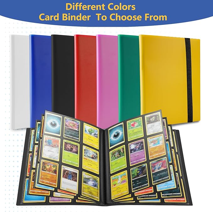 Card Binder 9 Pocket, Premium Card Book for 360 Cards, Sturdy Card Album for Collectible Cards, Side-Loading Card Collection Folder for TCG, MTG, Other Game Cards, Sport Cards, Black